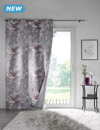 Lichtundurchlässiger Vorhang «Yokohama», grau