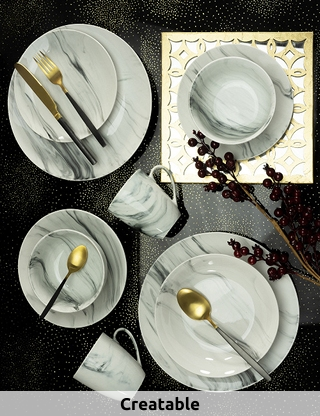 CreaTable Kombi-Service «Marmor», 16-teilig, 4 Personen