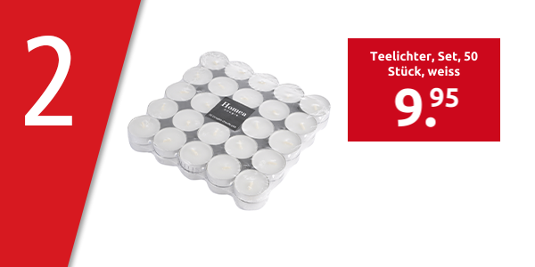 Teelichter, Set, 50 Stück, weiss