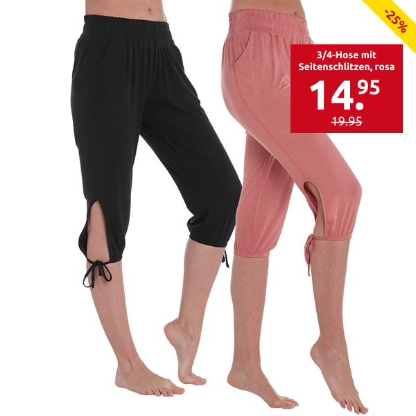 3/4-Hose mit Seitenschlitzen, rosa
