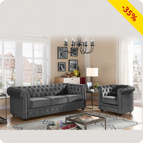 Sofa «Chesterfield», grau
