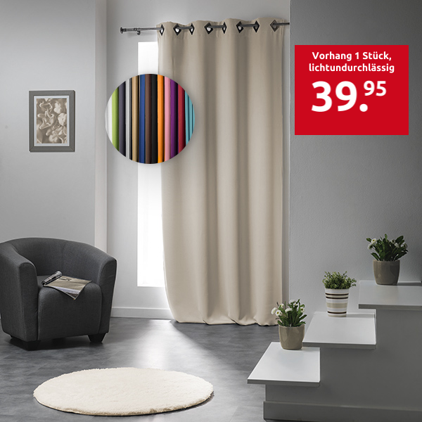 Vorhang 1 Stück, lichtundurchlässig, natur