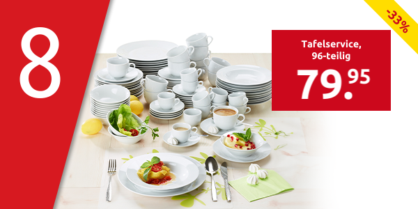 Tafelservice «Luna» für 12 Personen, 96-teilig