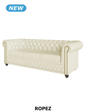 ROPEZ Sofa «Chester Two», 3-Sitzer, Kunstleder-Bezug, B 200 x H 72 x T 88 cm, beige