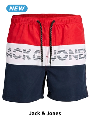 JACK&JONES Badehose für IHN, marine/weiss/rot