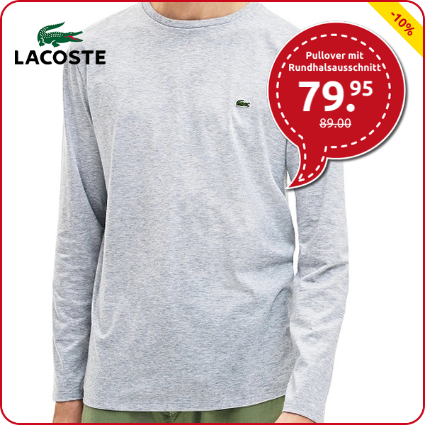 Lacoste Pullover mit Rundhalsausschnitt, grau