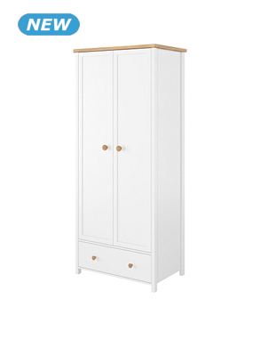 Schrank «Alex», B 85 x H 186 x T 52 cm, Dekor weiss/holz