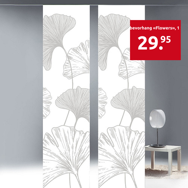 Schiebevorhang  «Flowers», 1 Stück, H 245, B 60 cm, weiss/beige
