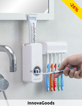 Zahnpasta-Spender und Halter für 5 Zahnbürsten