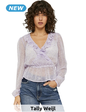 TALLY WEIJL Florales Top, in Wickeloptik, lavendel