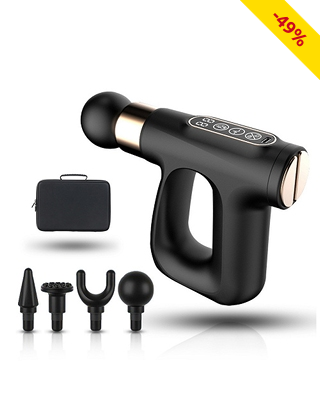 Massage-Gun wärmend, 12 Geschwindigkeiten, 4 Massageköpfe