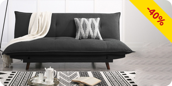 Dauerschlafsofa «Kiss», Stoffbezug anthrazit