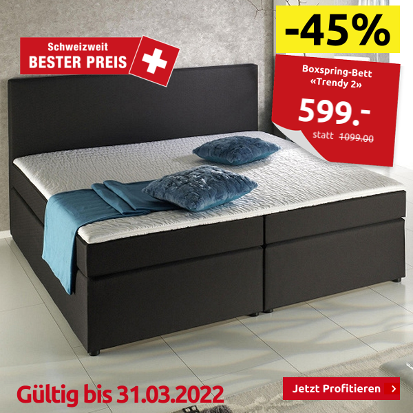 Boxspring-Bett «Trendy 2», feste Matratze, 160 x 200 cm, schwarz