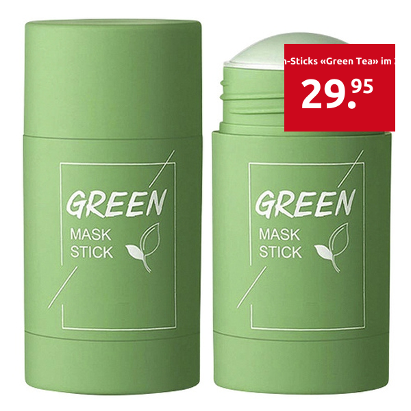 Masken-Sticks «Green Tea» im 2er-Set, reinigt, befeuchtet & nährt