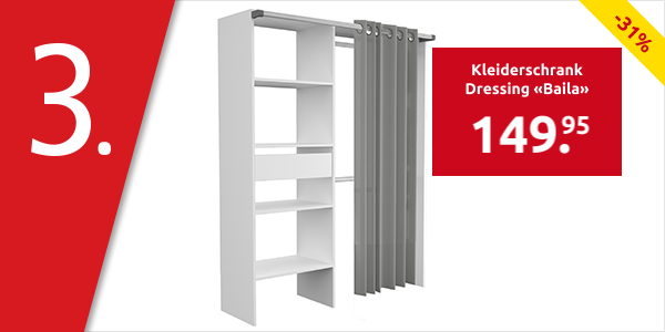 Kleiderschrank Dressing «Baila», Dekor weiss, B 143,5 x H 182 cm