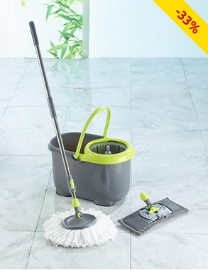 Mopp-Set «Roundflat» mit doppeltem Schleudersystem