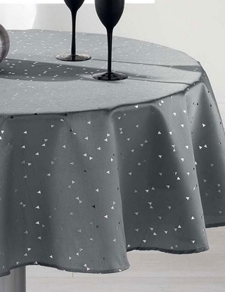 Tischdecke «Safina», Ø 180 cm, grau/silberfarben