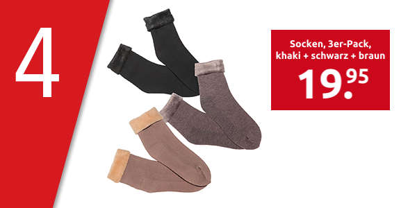 Socken, 3er-Pack, khaki + schwarz + braun
