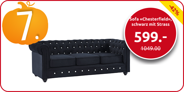 Sofa «Chesterfield», schwarz mit Strass