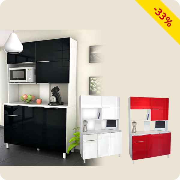 Mikrowellen-Möbel «Glossy» mit 6 Schranktüren, schwarz