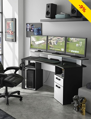 Schreibtisch «Stream», mit LED, grau/schwarz