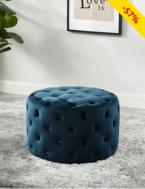 Hocker Chesterfield, Ø 63 x H 39 cm, blau