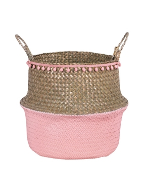 Korb mit Pompons, rosa