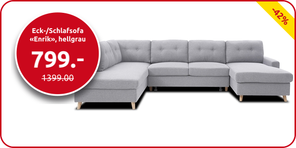 Eck-/Schlafsofa «Enrik», hellgrau