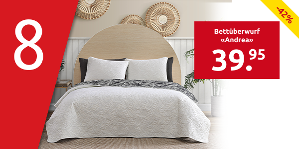 Bettüberwurf «Andrea» 240 x 260 cm + 2 x 65 x 65 cm