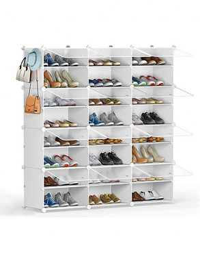 Schuhschrank, B 127 x H 126 x T 32 cm, 48 Paar Schuhe, weiss