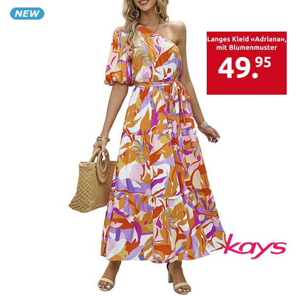 Langes Kleid «Adriana», mit Blumenmuster, orange