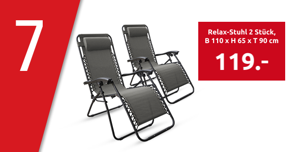 Relax-Stuhl «Charly», 2 Stück,  B 110 x H 65 x T 90 cm, grau