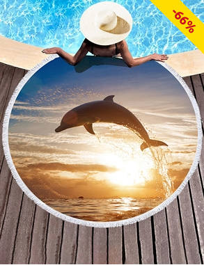 Strandtuch, rund, Ø 150 cm, «Delfin»