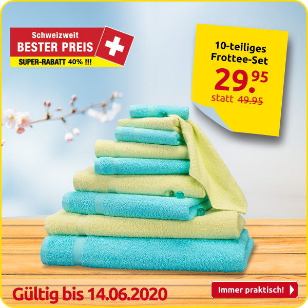 10-teiliges Frottee-Set, superflauschig, lime/türkis