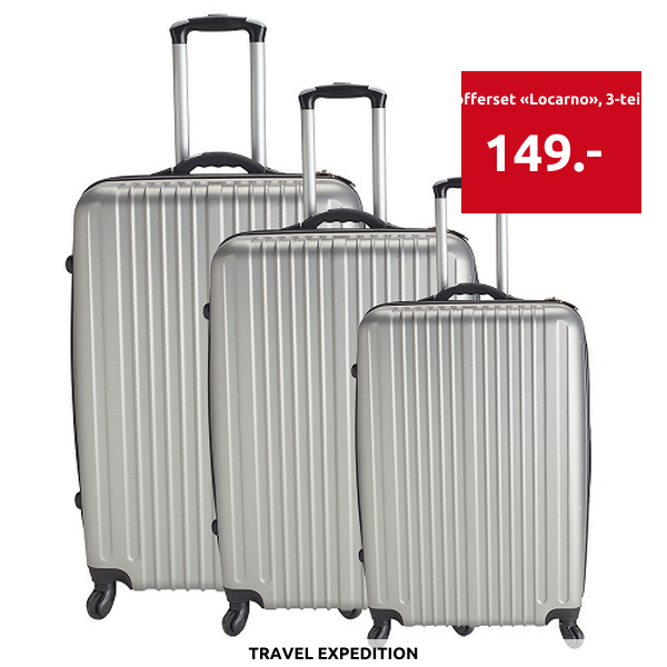 TRAVEL EXPEDITION Kofferset «Locarno», 3-teilig, H 57/67/77 cm, light, grau