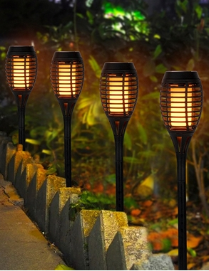 Solarlampen «Flambo», 4 Stück, mit abnehmbarem Erdspiess