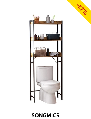 SONGMICS WC-Möbel «Indus», B 63 x H 165 x T 25 cm, braun/schwarz