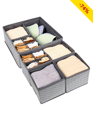 Schubladen-Organizer, 4er-Set, aus Vlies, grau