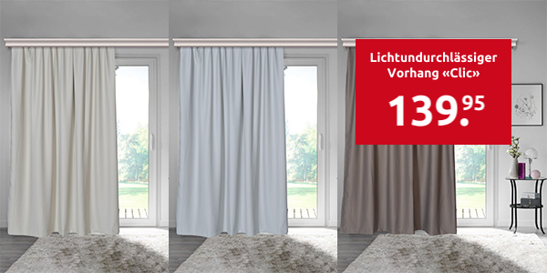 Lichtundurchlässiger Vorhang «Clic», H 260, B 140 cm, elfenbein
