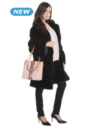 Kunstpelzmantel, schwarz