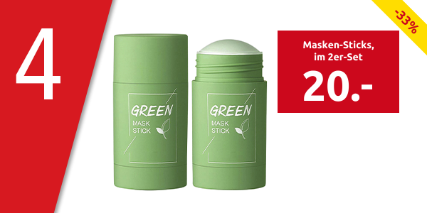 Masken-Sticks «Green Tea» im 2er-Set, reinigt, befeuchtet & nährt