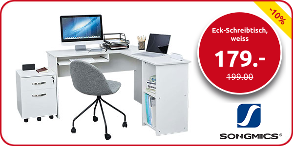 SONGMICS Eck-Schreibtisch, weiss