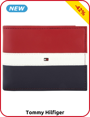 Tommy Hilfiger Leder-Brieftasche, dreifarbig, RFID