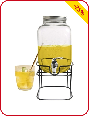 Getränkespender aus Glas mit Halter, 4 l
