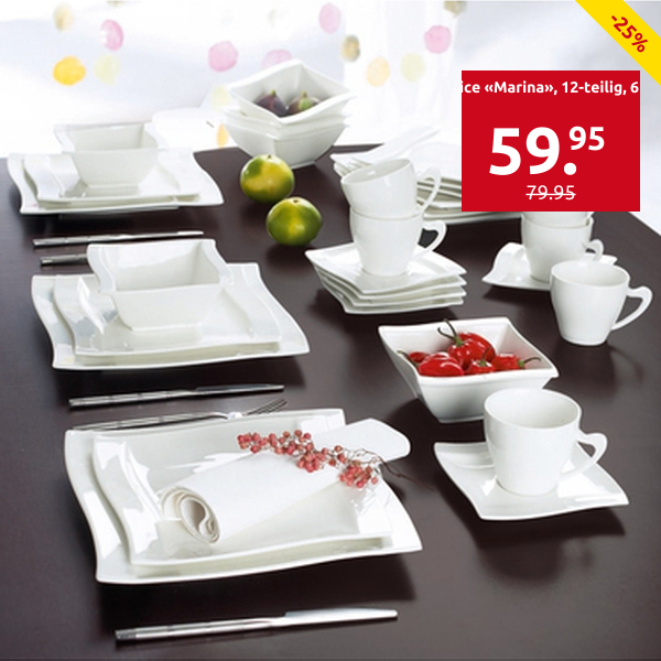 Tafelservice «Marina», 12-teilig, 6 Personen