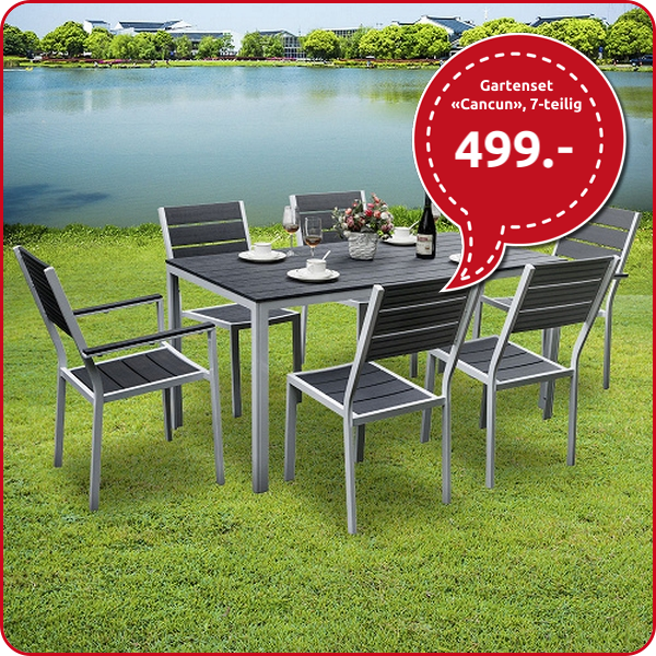 Gartenset «Cancun», 7-teilig, weiss/ grau