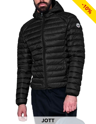 JOTT Herrendaunenjacke «Nico» mit Kapuze, schwarz