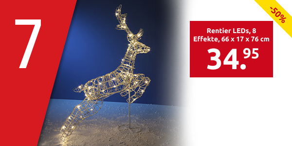 Rentier «Jumping» mit LEDs, 8 Effekte, 66 x 17 x 76 cm