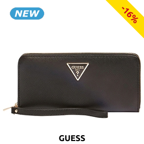 GUESS Portemonnaie mit Dreieck-Logo «Noelle», schwarz