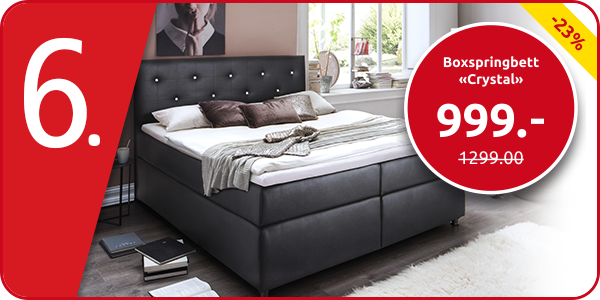 Boxspringbett «Crystal», weiche Matratze, 180 x 200 cm, schwarz